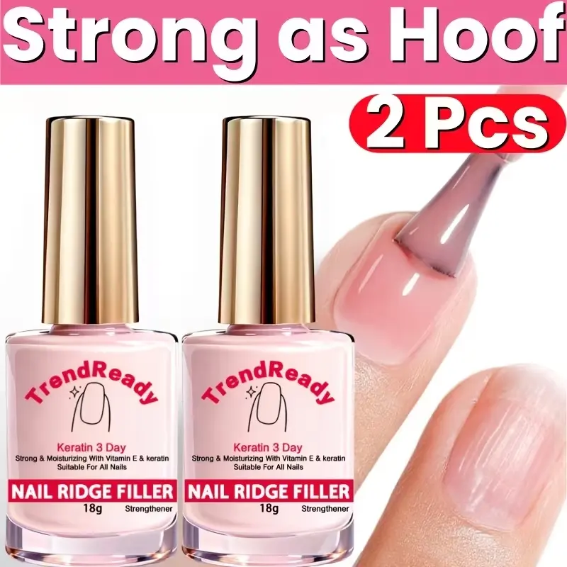 2pcs Nail Hardener Suitable for Weak Nails - Fast Dry Keratin with Vitamin E, 4-in-1 Natural Nail Strengthener for Instant Smoothing, Protein Hardener for Manicure & Pedicure, for Weak, Brittle, Soft, Thin Nails Care Products