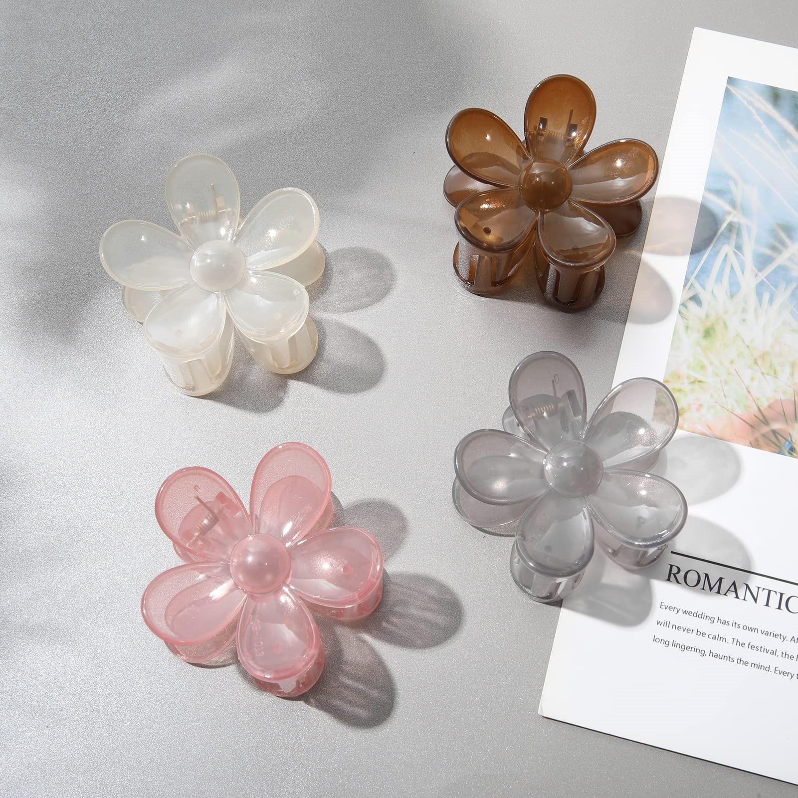 Cute Flower Hair Claw Clips - 4-piece suit Nonslip Strong Hold Small Clips for Women and Girls Cute Flower Hair Claw Clips - 4-piece suit Nonslip Strong Hold Small Clips for Women and Girls