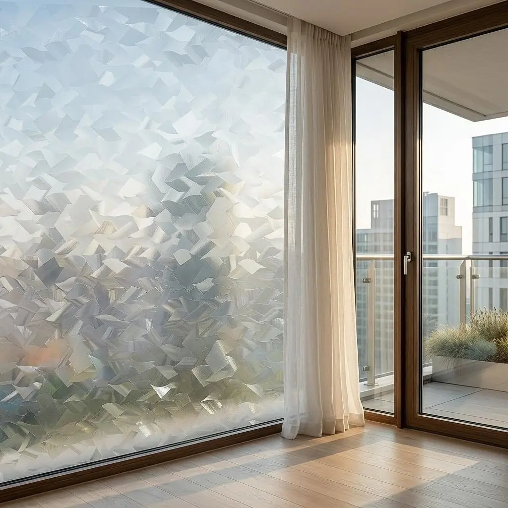 Electrostatic Static Cling Window Privacy Film - 23.6in*118.1in Thickened No-Glue Reusable Frosted Glass Cover, Easy Installation, No Residue, for Home Office Retro Decorative Stained Glass Sticker