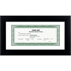 5x10 Business License Frame in Black, Professional Bank Check Frame 3.5x8 with Mat, High Definition Plexiglass, Wall or Tabletop Display