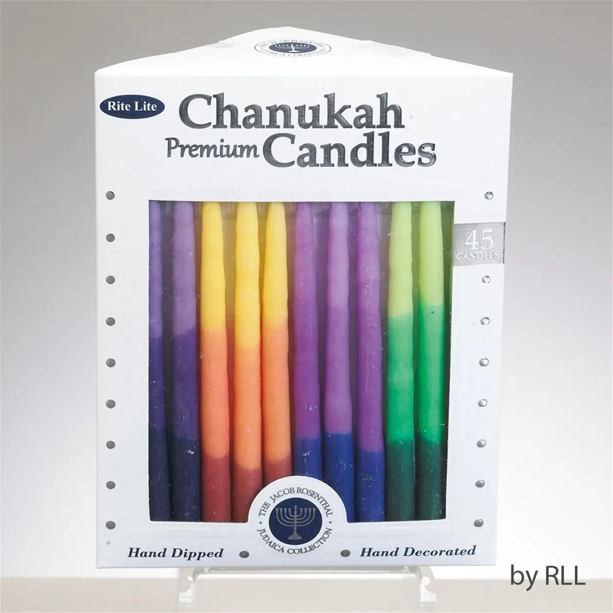 Rite Lite C-29-MN2 Premium Traditional Handcrafted Hand-Dipped Wax Chanukah Candles - Tri-Color, 4.4 lbs, Pack of 12