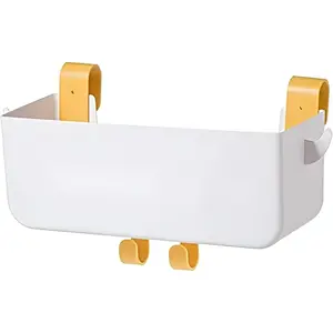 Bunk Bed Shelf for Top Bunk Plastic Bedside Shelf Accessories for Kids Bunk Bed Caddy with Hooks For Bed Rail, White, 11 lbs Capacity