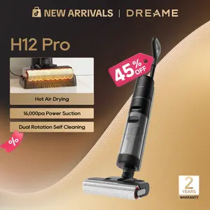 DREAME H12 Pro Select Vacuum Mop, Wet Dry Vacuum Cleaner, Smart Floor Cleaner Cordless Vacuum and Mop for Hard Floors, One-Step Edge to Edge Cleaning with Hot Air Drying Black