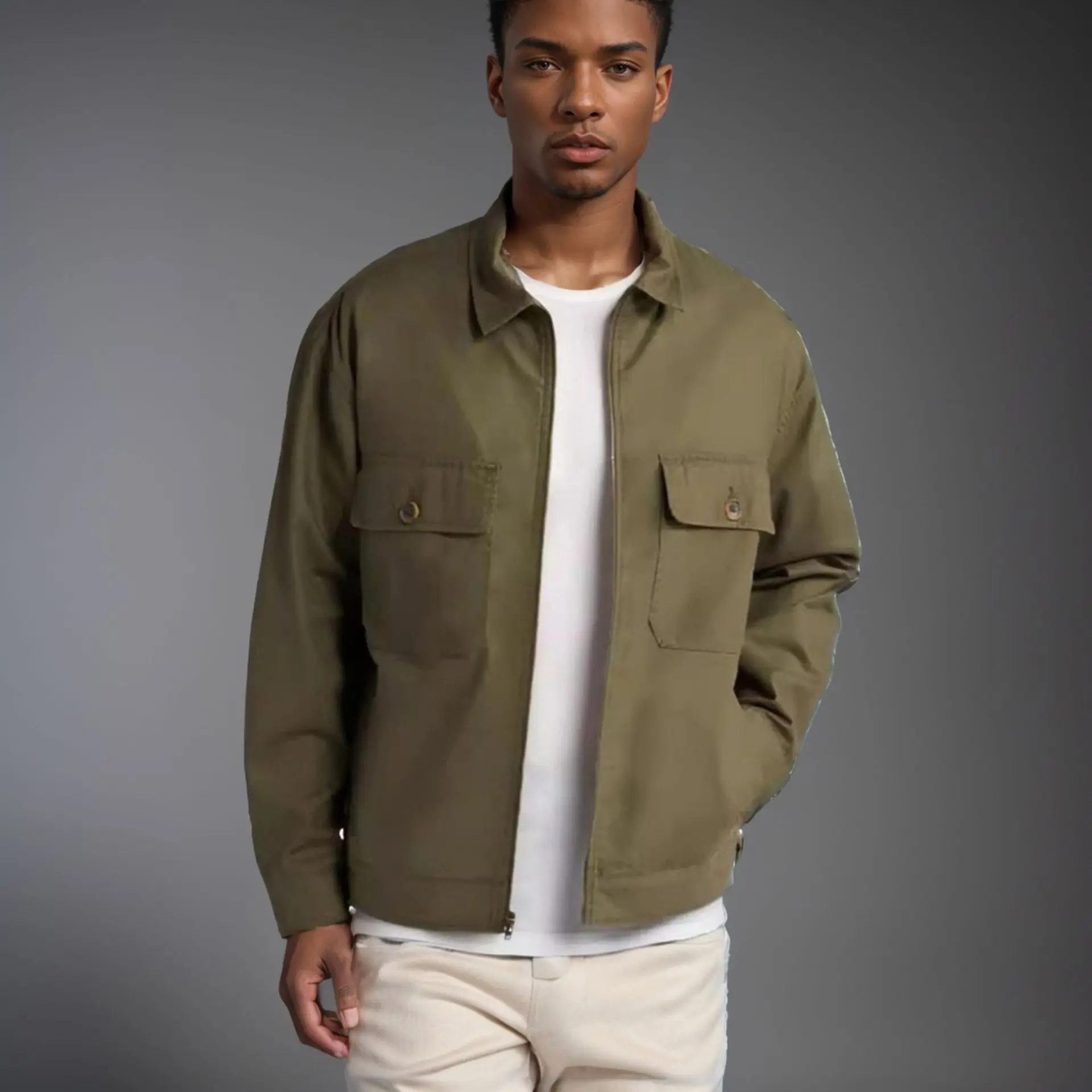 Men's Lapel Casual Tooling Jacket, Menswear Tops & Coats for Spring and Autumn