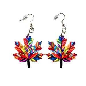 Colorful Maple Kaleidoscope Autumn Leaf Earrings