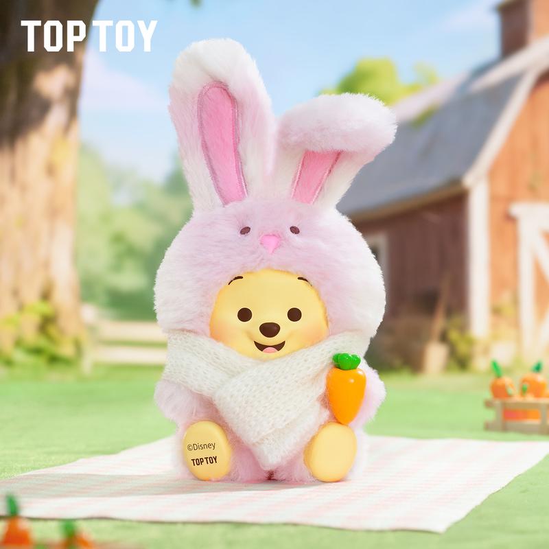 【TOPTOY】Disney Winnie the Pooh Happy Farm Series Vinyl Plush Blind Box, Cute Figures, Desktop Ornament, Collectible Toys, Birthday & Holiday Gift