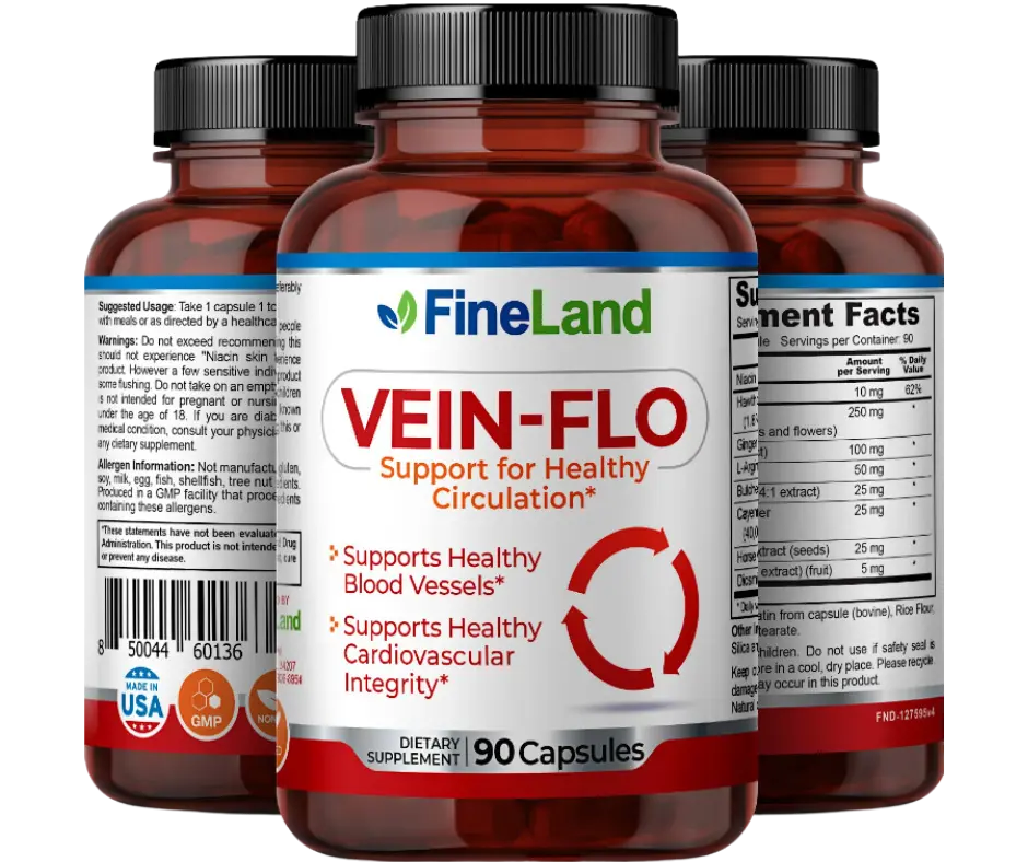 FineLand VEIN-FLO Supports Healthy Blood Vessels, Supports Healthy Cardiovascular Integrity Healthcare Fitness