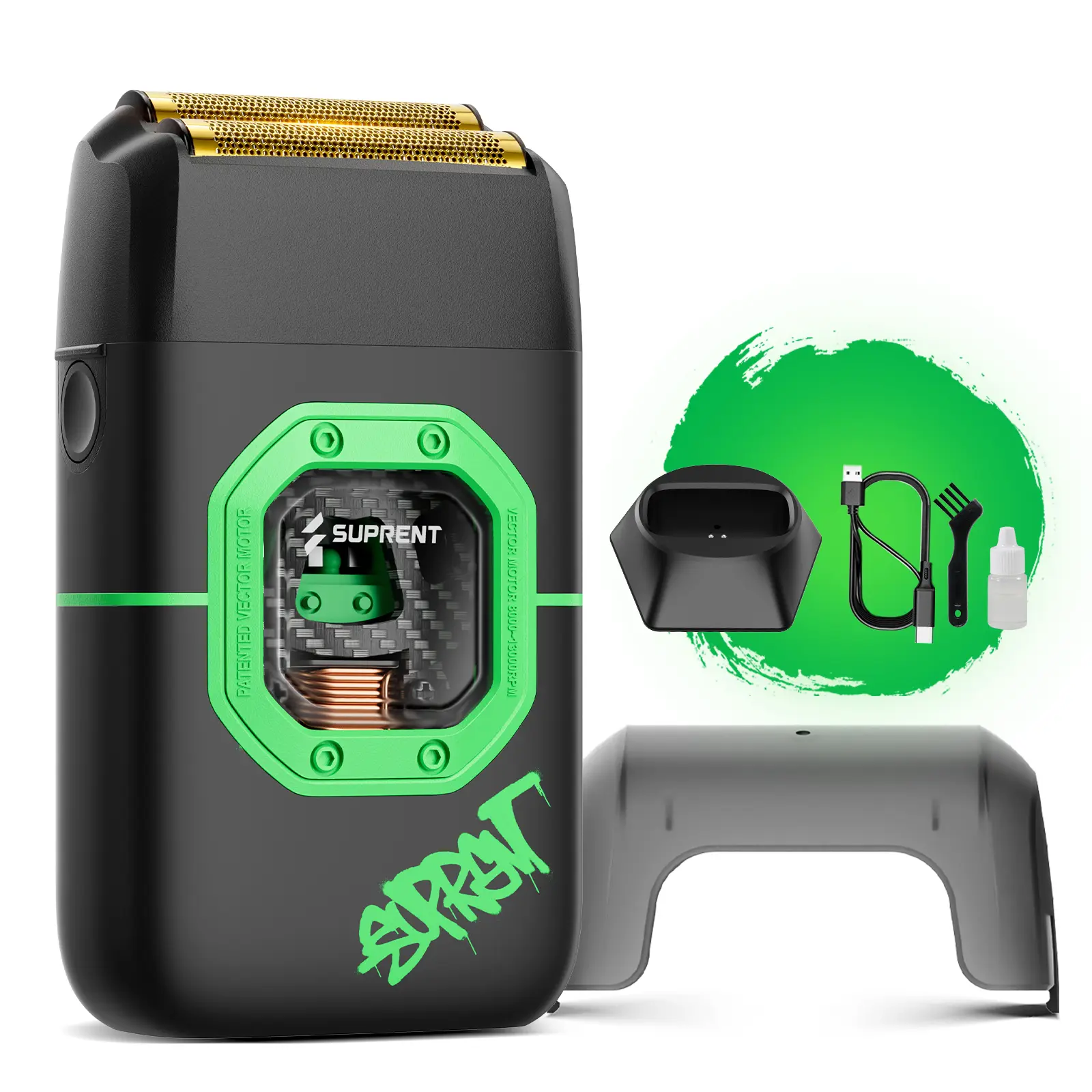 Suprent FANGS Vector Shaver - 13,000 RPM AI Controlled Motor - LED Light-Professional Foil Shaver for Barbers - Gift for man summerwins