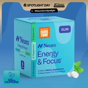 Neuro Energy Caffeine Gum for Energy & Focus - Sugar-Free with L theanine, Caffeine, Vitamin B12 & Vitamin B6 - Variety Pack