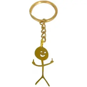 Stainless Steel Funny Doodle Keychain Finger Pendant Keyring Long Distance Friendship Jewelry Gift for Men Women