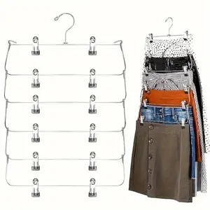 Summer Skirts Organizer For Closet,1 Count Shorts Organizer,Cool Skirts Hanger,Shorts Hanger,360° Rotating Foldable 6-Tier Pants Hanger with 12 Clips,Leggings Hanger, Pants Hanger,Christmas Gift,Gift for Daughter,Mother&Wife,Back To School Gift