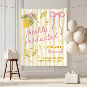 2D Flat, 1pc 2D Printing Custom Freshly Graduated Banner, 2026 Graduation Backdrop, Graduation Party Decorations, Class of 2026 Sign, Graduation Party Welcome