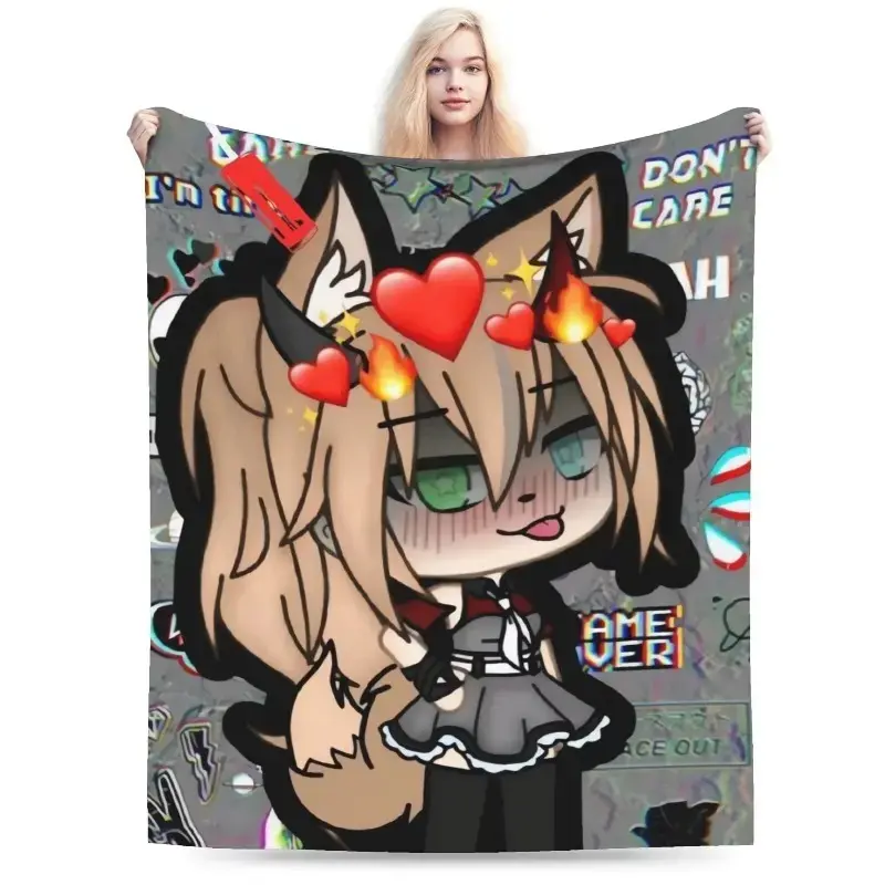 Gacha Life Super Warm Flannel Blanket - Multi-Use Throw for Kids and Adults, Autumn Bedding, Sofa Cover
