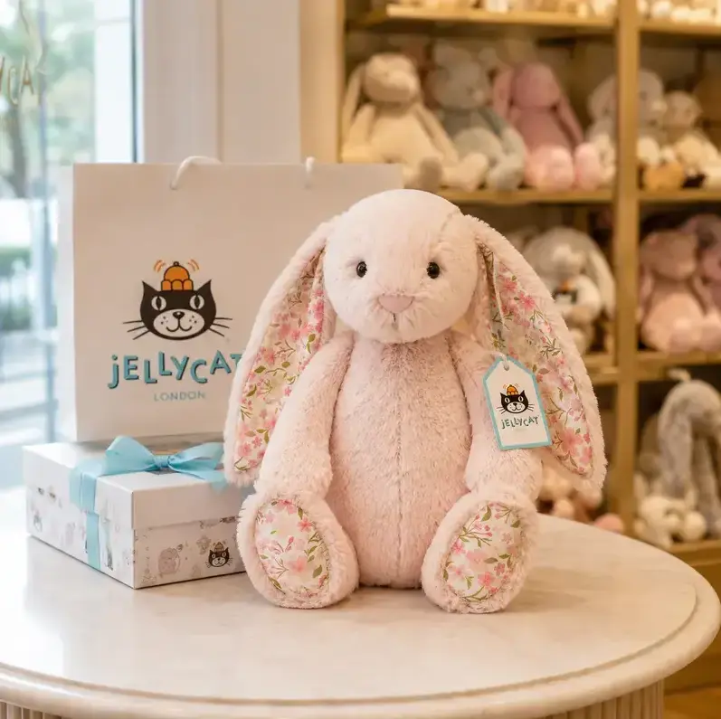 Jellycat Blossom Bashful Bunny Plush, Soft Floppy-Eared Rabbit with Floral Print Ears & Paw Pads, Cute Baby Shower, Easter, Birthday & Collector Gift