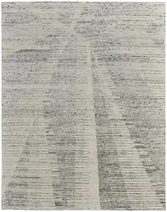 HomeRoots 617276 8 x 12 ft. Ivory & Gray Abstract Hand Knotted Distressed Rectangle Area Rug