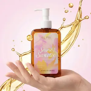 SKUPHI Shine Sweetie Body Massage Oil – 6.76 FL OZ – 99% Natural Oils (Jojoba, Olive, Grapeseed, Sunflower, Hemp Seed) for Deep Hydration, Skin Rejuvenation & Stress Relief – Floral Blend of Neroli, Jasmine & Rose for a Calming, Girl-Like Fragrance