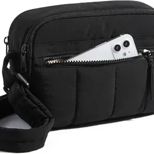 Women's Lightweight Crossbody Bag, Adjustable Wide Strap, Multiple Pockets, Nylon Material, Ideal for Daily Commute & Travel