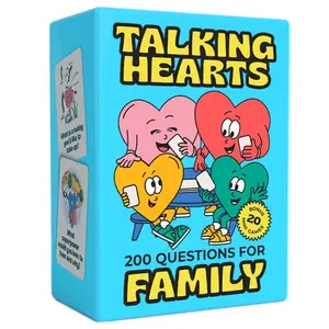 Talking Hearts Conversation Cards for Family, 200 Fun Questions and 20 Challenges for Dinnertime, Road Trips, and Game Night