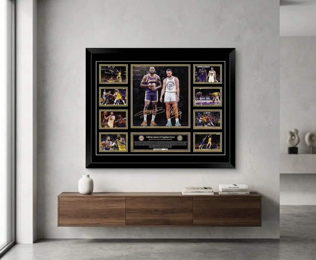 LEBRON JAMES & STEPHEN CURRY GOLDEN STATE WARRIORS LAKERS NBA SIGNED MEMORABILIA