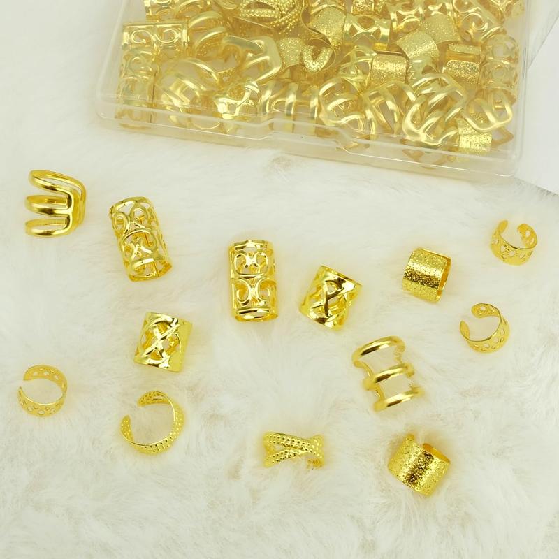 60PCS Hair Jewelry for Braids, Adjustable Dreadlock Hair Cuffs and Braid Rings, Loc Accessories & Hair Charms for Women Styling Decorations