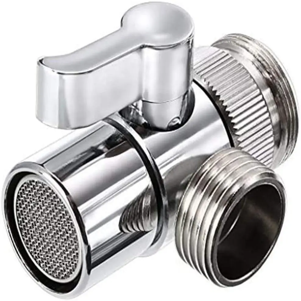 Polished Chrome Brass Sink Valve Diverter Faucet Splitter for Kitchen,Handheld Showerhead or Bathroom Sink Faucet Replacement Part Faucet to Hose Adapter Splitter Part M22 X M24