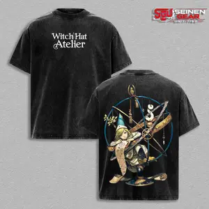 Witch Hat Atelier Coco Magic Circle Vintage Washed Oversized T-Shirt, Anime Graphic Tee, Trendy Streetwear Summer Clothes Men’s Clothing Gift Idea