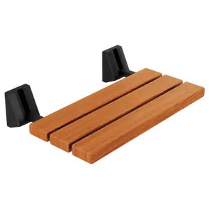 Wall-Mounted Fold-Up Wood Shower Seat – Lumicoat Stainless Finish