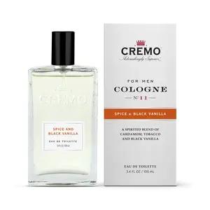 Cremo Men's Black Vanilla Cologne Spray, An Explosion of Vibrant Spices, Black Vanilla, 3.4 Fl Oz black vanilla
