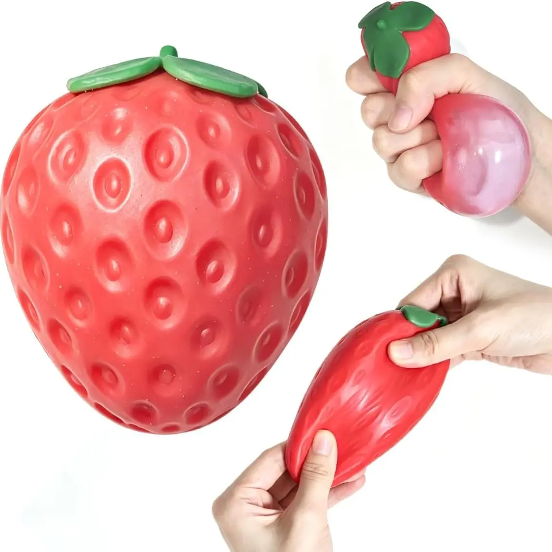 Realistic Strawberry Squishy, Soft Sensory Squishies, Slow Rising Soft Scented Fidget Toy, 3.15×2.17 Inch Sensory Squeeze Toy, Anxiety Relief Desktop Ornament, Stress Decompression Toy for Adults, Ideal for Party Favors, Holiday Gifts