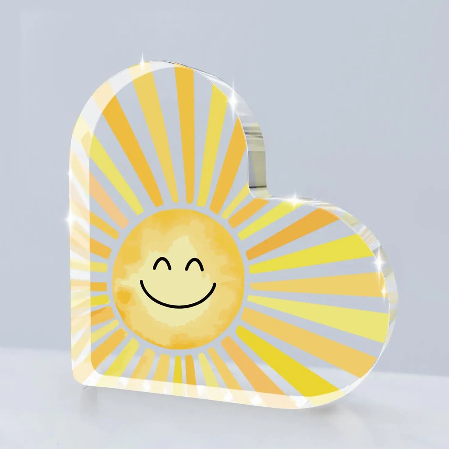 Sunshine Gifts Inspirational Sun Sunshine Acrylic Sign Desk Sun Decor, Pop Smiles Rustic Farmhouse Block Sign Decorations for Home Office Girls Dorm Room Nursery Playroom Tabletop Shelf Decor
