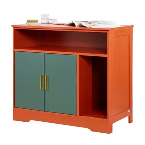 Cat Litter Box Enclosure Cabinet With Hidden Compartment, 31-Inch Space-Saving Litter Box Furniture, Modern Indoor Washroom For Cats, Wooden End Table Kitty House With Shelf, Storage, Fits Most Litter Boxes, Red And Green Finish