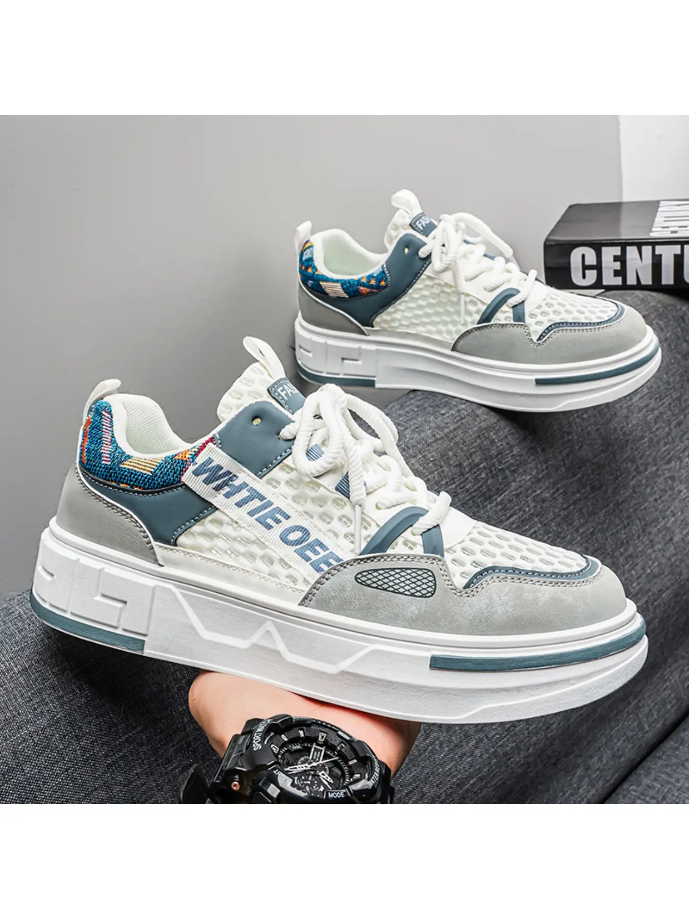 Summer netted breathable splicing board shoes men 's casual sports shoes
