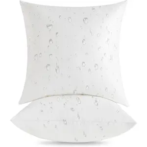 18 x 18 Outdoor Pillow Inserts (Pack of 2) - Square  Throw Pillow - Decorative Throw Pillows Insert for Couch Sofa Bed Patio Furniture - White Pillow