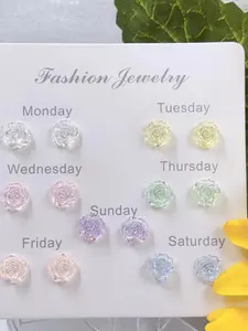 Spring Summer Bright Camellia Flower Stud Earrings, Plastic Ear Pins, Hypoallergenic, Fresh Sweet Jewelry, All Seasons