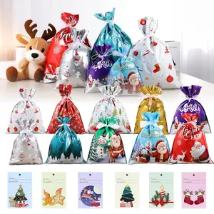 30PCS Christmas Gift Bags Christmas Wrapping Bags Christmas Drawstring Gift Bags DesignGoody Bags for Presents with Tags Xmas GiftBags Holiday Reusable Santa Gift Bag Sizes Extra-large Large Medium Small