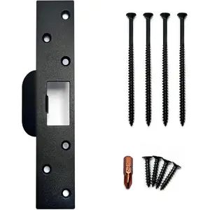 U 9476  Latch Strike, Extra Long Door Strike Plate 7", Reinforced Enlarged Striker Plate with Large Hole, Fix Door Won't Latch in, Extended to Cover Worn Slot (Matte Black, 1 Pack)