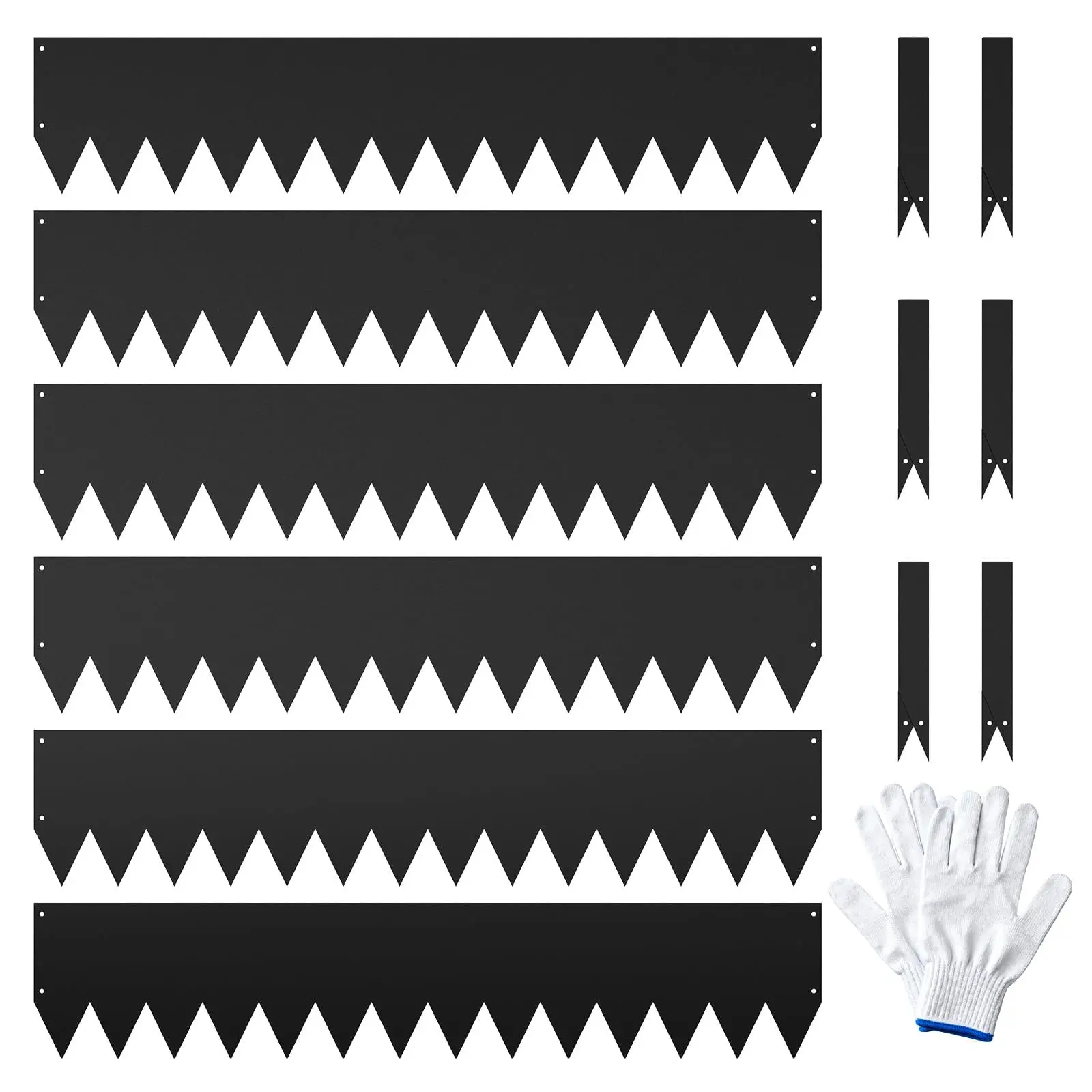 6-Pack Black Galvanized Steel Landscape Edging Border, 40x8" Rustproof Metal Garden Perimeter for Yard & Flower Beds, 20ft Total, Durable, Includes 8 Clips & Gloves