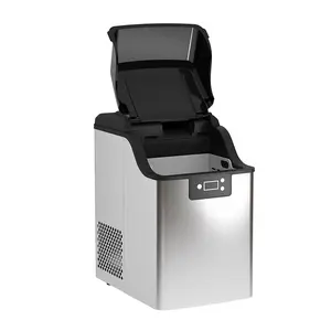 44 LB/24 Hour Tabletop Cube Ice Maker - Rapid Production of Pebble-Shaped Ice, with Auto Cleaning, 24-Hour Timer, Ice Storage Basket, and Ice Scoop - Compact Portable Nugget Ice Machine, Suitable for Home, Office, Bar, RV