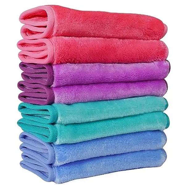 Reusable Microfiber Makeup Remover Cloths - 8 Packs, Single Item Soft Face Wash Cloths for Women (Beauty & Personal Care Face Makeup Remover)