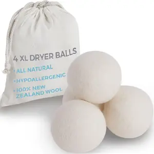 Wool Reusable Dryer Balls XL, Anti Static Fast Drying Laundry for Pet Hair, Reduces Clothing Wrinkles, Lint, Natural Fabric Softener Essentials, Replace Dryer Sheets