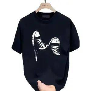 Summer New Simple Printed T-shirt Short Sleeves Round Neck Breathable Cotton Fabric Top Womenswear Day Soft Thick Tshirt Streetwear Crewneck Casual Shortsleeve Basic Fitted Minimalist Graphic Tee Boxy Fit Shirt Baggy Shirt Guys New Summer Clothes