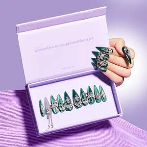 Lulunails K-Series Stiletto Nails ABC01 — 10 Pcs Long Nails, Acrylic Press-On Nail Arts