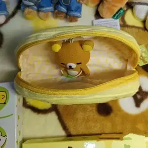Anime Cartoon Merchandise Kawaii Rilakkuma Plush Pencil Case Doll Pen Case Makeup Bag Stationery Box Trendy Toys Wholesale Gifts