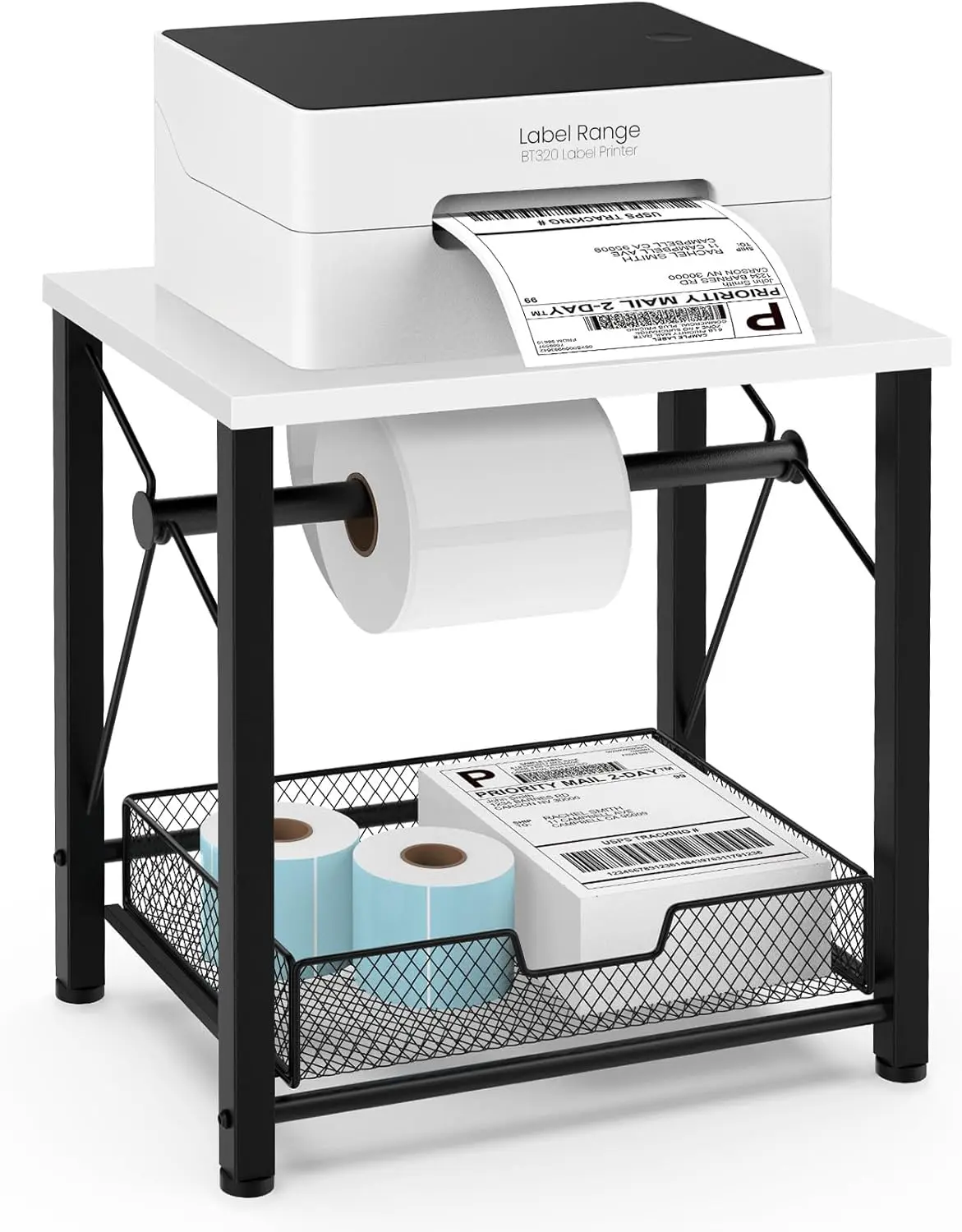 Label Holder for Rolls and Fanfold Labels,  Thermal Label Holder, Shipping Label Stand for Thermal Printer, Desktop Accessories Supplies for , Office, Small Business, White
