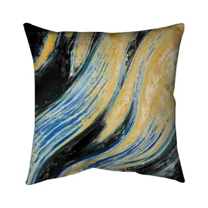 Begin Home Decor 5541-1616-AB42-1 16 x 16 in. Wavy Wave Yellow Pillow - Contemporary Home Decor Cushion