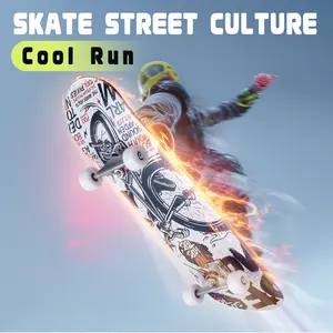 Professional Double Kick Skateboard, 31 inch Maple Deck, ABEC-9 Bearings, 95A PU Wheels, Custom Graphic Design