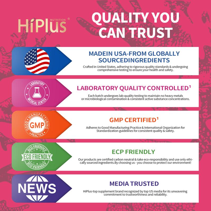 HiPlus Women's Hair Growth Supplement Gummies – Nourishes Thinning Hair & Boosts Hair Thickness – with Collagen, Biotin, Zinc, Vitamin C & Iron – Pineapple Flavor – 90 Gummies (45-Day Supply)