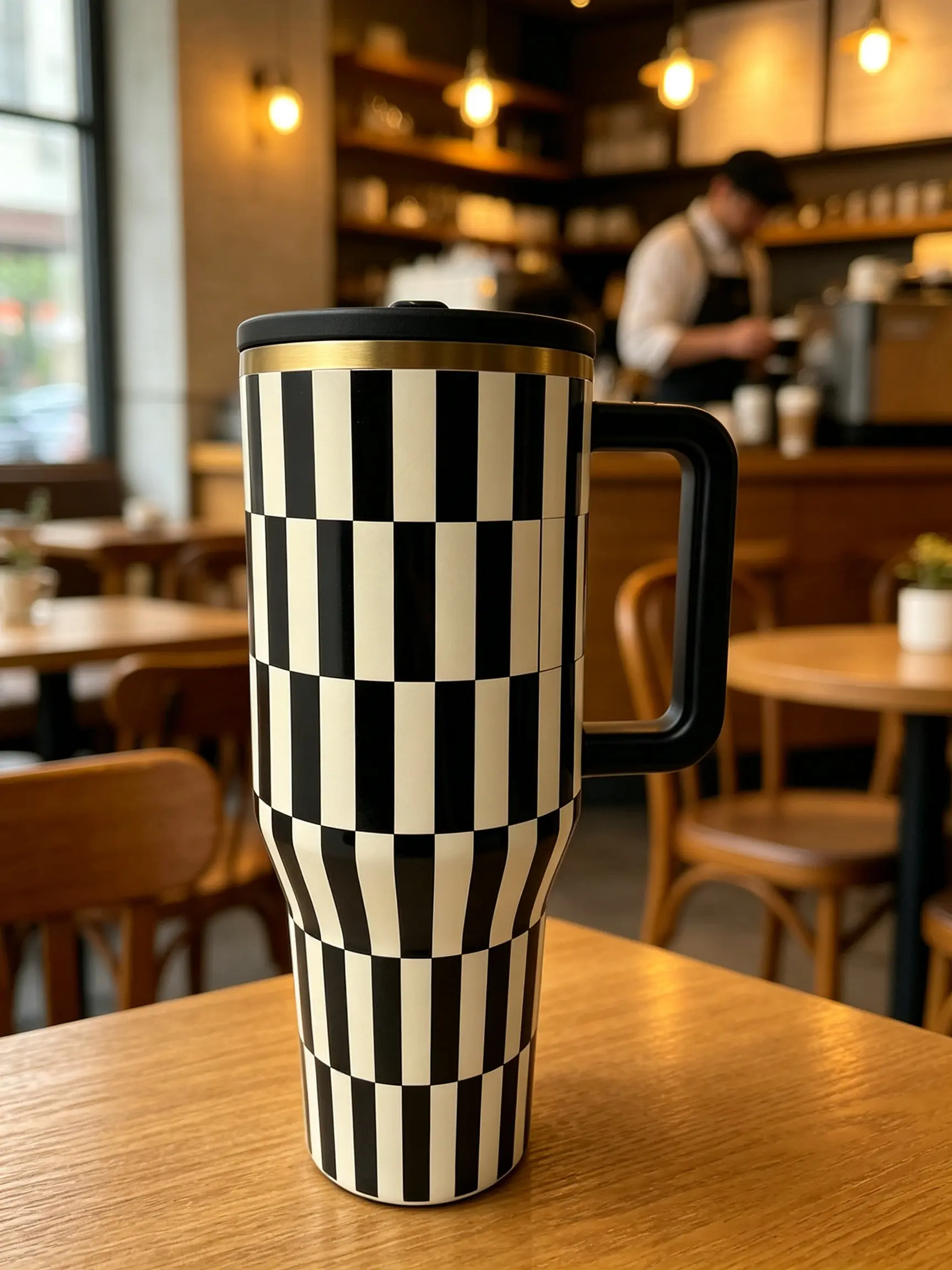 HydroJug 40oz Black-White Checkered Insulated Bow Tie Vacuum Flask - Portable Leakproof Stainless Steel Insulated Drinkware for Travelers & Adults, Dishwasher Safe, Car Cup Holder Fit, 24hr Cold Retention, Gift, New Arrival