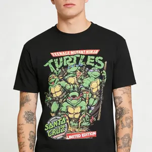 Ninja Turtles>   Classic retro pattern T-shirt, winter clothing, Teenage Mutant Ninja Turtles pattern T-shirt, a gift for fans, the perfect men's clothing gift, front print, a gift for anime fans and anime enthusiasts