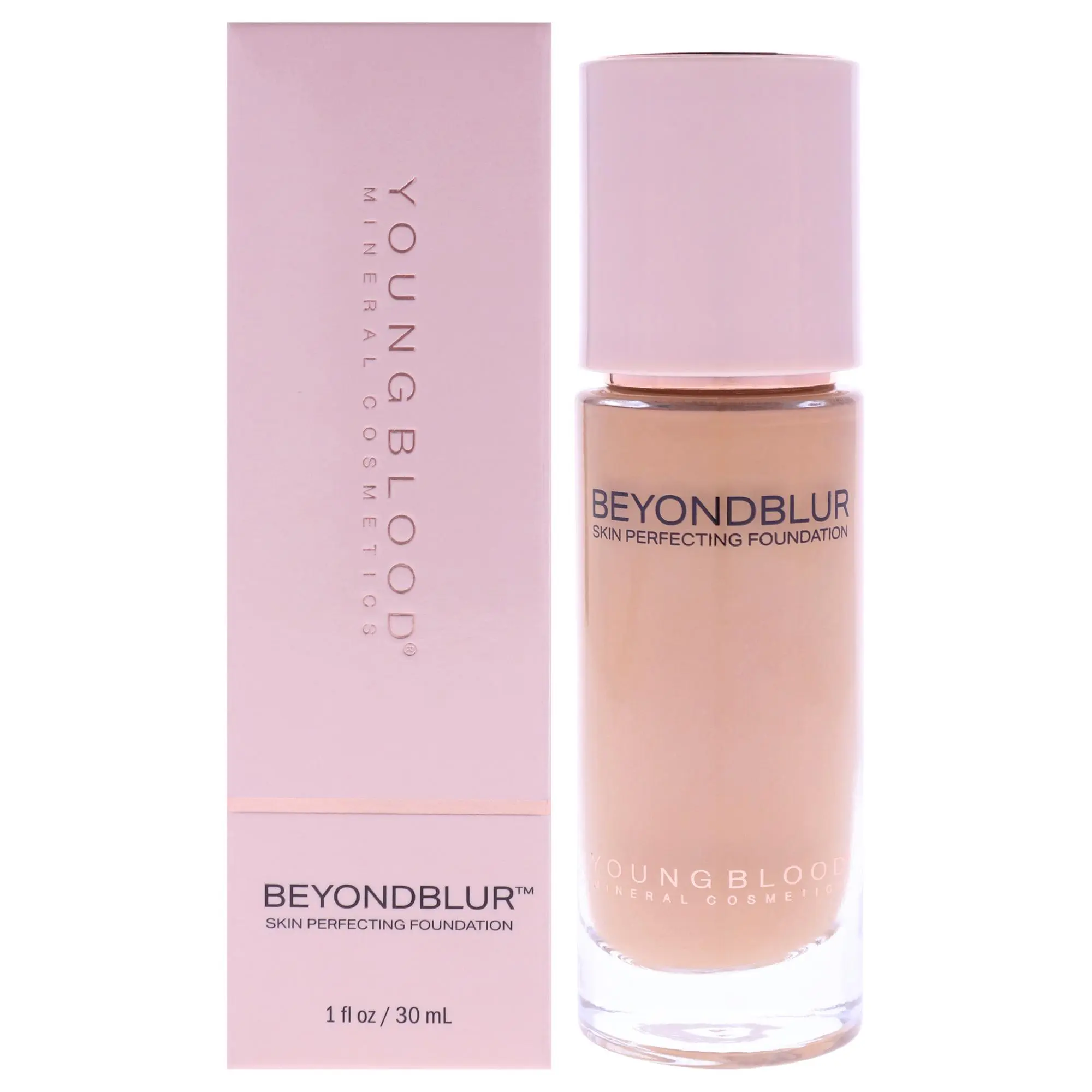 BeyondBlur Skin Perfecting Cosmetic Makeup Foundation - Youngblood Women's MN2 Medium Neutral with Olive Undertones, 1 fl oz Blurring Effect Bottle